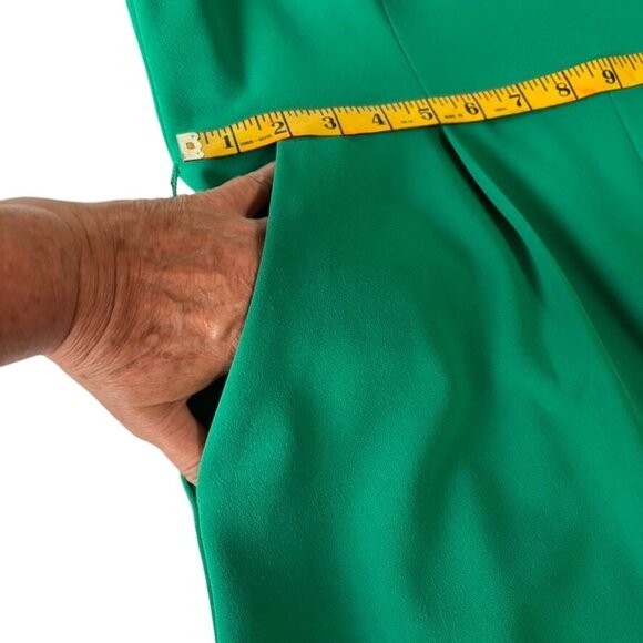 Green Wide-Leg Jumpsuit With Short Flutter Sleeves & Belted Waist Back Zipper - Picture 10 of 13